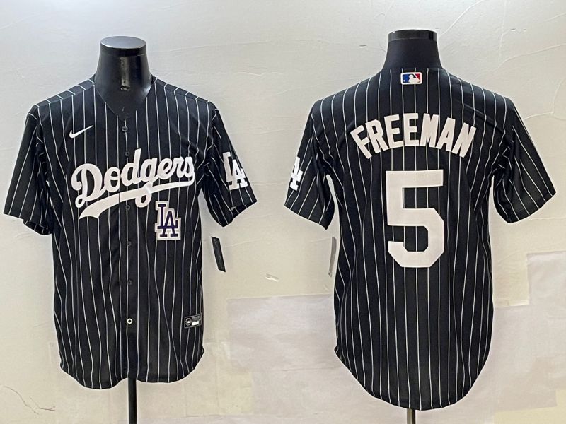 Men Los Angeles Dodgers #5 Freeman Black Stripe Jointly Name 2025 Nike MLB Jersey style 12->los angeles dodgers->MLB Jersey